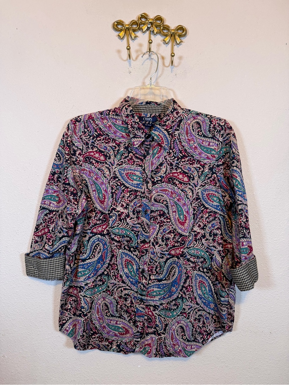 Chaps Classic Vintage Paisley Button-Down Shirt-Burgundy, Navy, & Green. Size XL